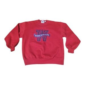 Vintage 90s Wisconsin Badgers Sweatshirt Size Large Embroidered USA Player B28